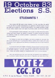 tract de l'UNI pour les élections à la sécurité sociale 1983
